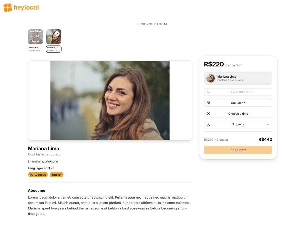 Seleção de anfitrião local no HeyLocal